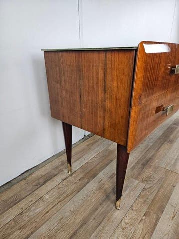 Credenza - Credenza of bureau in mahonie met glazen blad -