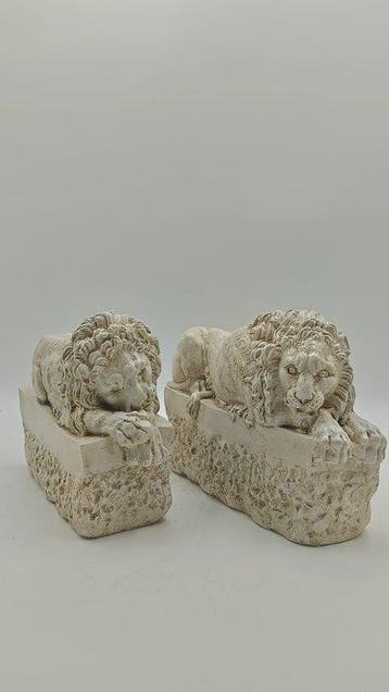 sculptuur, Coppia di leoni il dormiente e il vegliante -, Antiek en Kunst