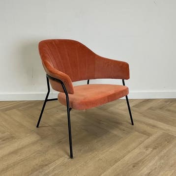 Woood fauteuil Velvet, oranje, Gebruikt, Eén