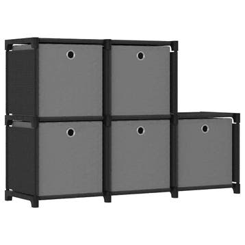 vidaXL Kast met 5 vakken met boxen 103x30x72,5 cm stof zwart, Verzenden
