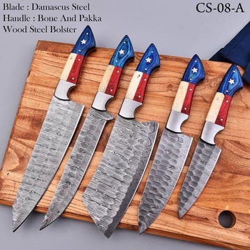 Keukenmes - Chefs knife - Gevouwen staal ,Pakka wood -, Antiek en Kunst