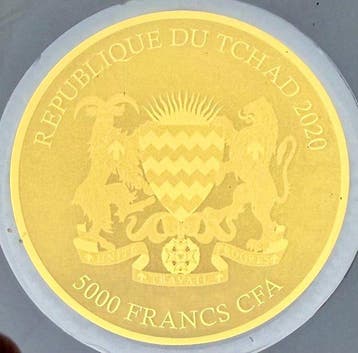 Tsjaad. 5000 Francs Leopard , oro 1/200 Oz (.999) (Zonder