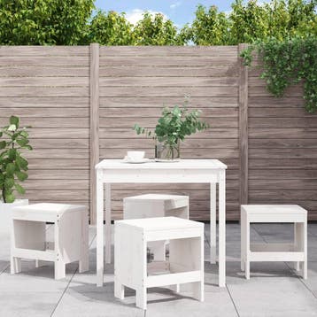 vidaXL 5-delige Tuinset massief grenenhout wit, Verzenden, Tuinset