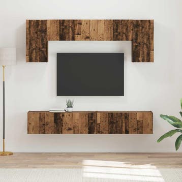 vidaXL Tv-meubelset 4 st Oudhout Bewerkt hout, Huis en Inrichting, Verzenden, Nieuw