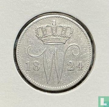 Nederland 25 cent 1824, Postzegels en Munten, Verzenden, 5 cent, Losse munt, Goud