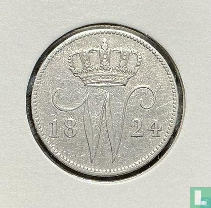 Nederland 25 cent 1824, Postzegels en Munten, Munten | Nederland, Losse munt, 5 cent, Goud, Zilver, Verzenden