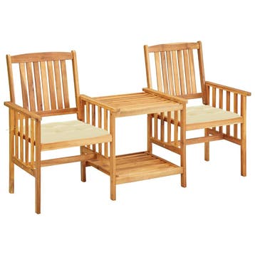 vidaXL Tuinstoelen met tafeltje en kussens massief, Tuin en Terras, Verzenden, Nieuw