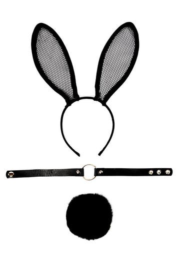 KIMU® Haarband Set Bunny Zwart Gaas Konijn Oren Staart Choke, Kleding | Dames, Ophalen of Verzenden, Nieuw