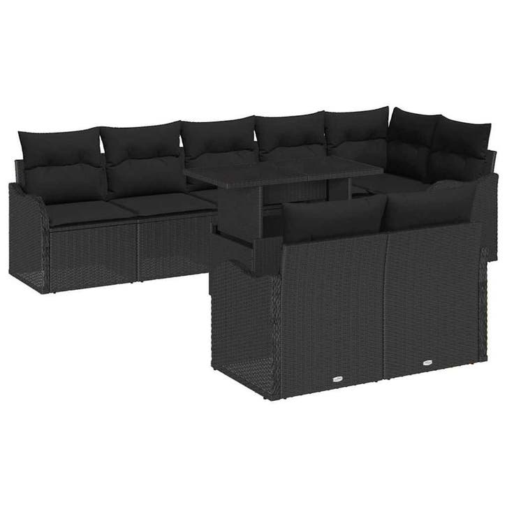 vidaXL Tuinbank Set 9 st Zwart Poly Riet, Jardin & Terrasse, Ensembles de jardin, Envoi