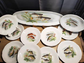 Porcelaine de Sologne - Service à poisson (13) - Porcelaine, Antiquités & Art
