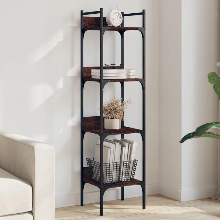vidaXL Boekenkast 4-laags 35x30x138,5 cm bewerkt hout, Huis en Inrichting, Kasten | Boekenkasten, Nieuw, Verzenden