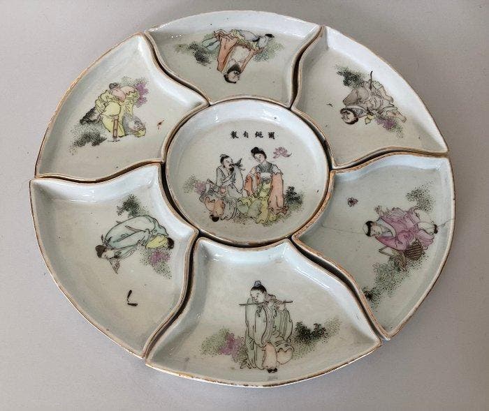Bord (7) - Porselein - Famille Rose-set /Fencai, Antiquités & Art, Antiquités | Autres Antiquités