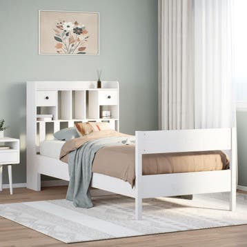 vidaXL Bed met boekenkast zonder matras grenenhout wit, Huis en Inrichting, Verzenden, Nieuw