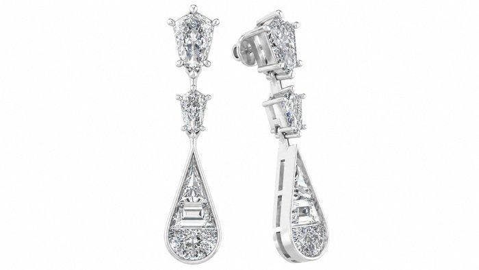 Oorbellen - 14 karaat Witgoud - 5.61ct. tw. Diamant, Bijoux, Sacs & Beauté, Boucles d'oreilles