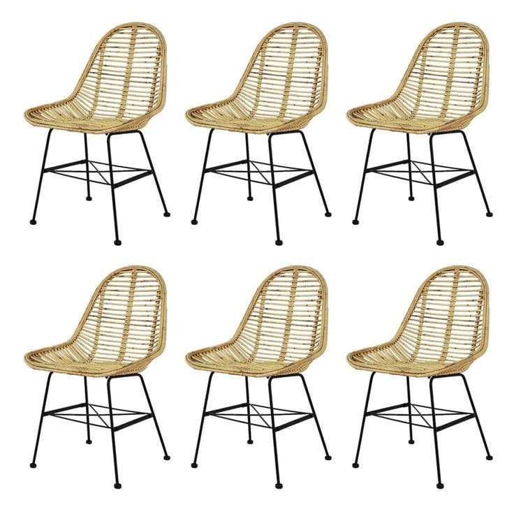 vidaXL Eetkamerstoelen rattan natuurlijk 6 st, Huis en Inrichting, Stoelen, Nieuw, Verzenden