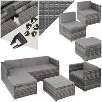 Wicker lounge Lignano met fauteuil - grijs, Verzenden