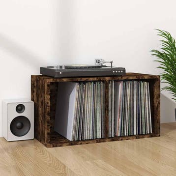 vidaXL Opbergbox voor LPs 71x34x36 cm bewerkt hout gerookt, Verzenden, Nieuw