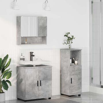 vidaXL Badkamermeubel Set 3 st Beton Grijs 61 x 35 x 64 cm, Verzenden