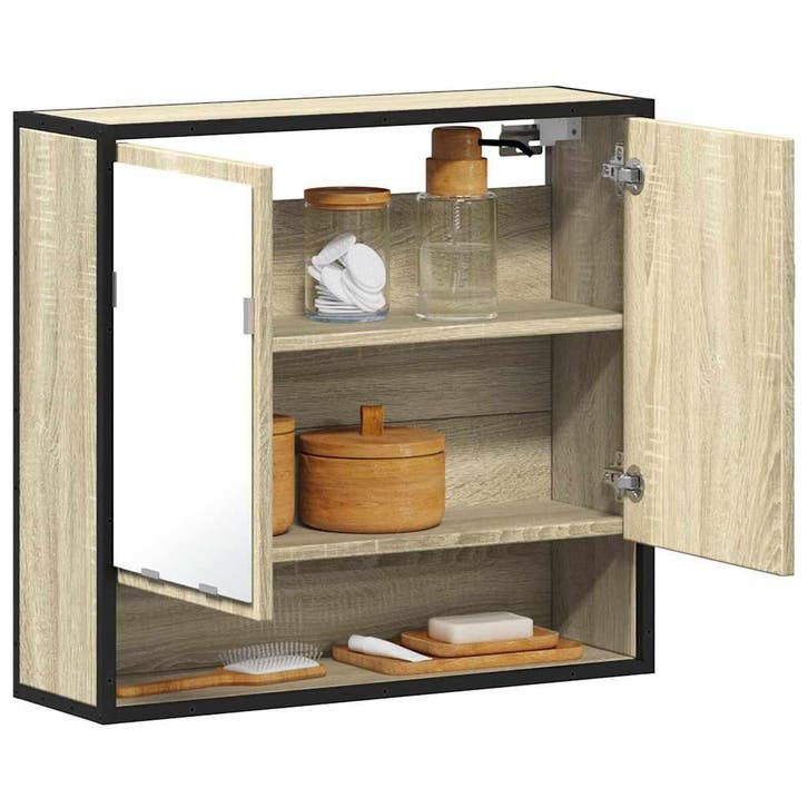 Spiegelkast 65cm eik - 29% korting, retour deal!, Huis en Inrichting, Badkamer | Badkamermeubels, Minder dan 25 cm, Nieuw, Spiegelkast