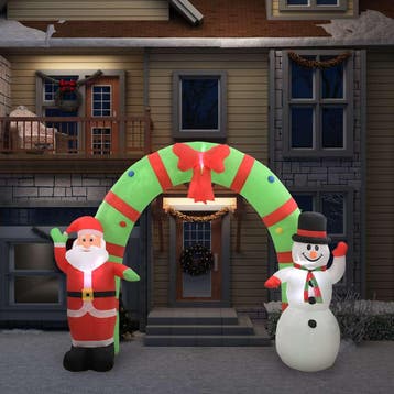 vidaXL Kerstboog kerstman en sneeuwpop opblaasbaar LED 223, Verzenden, Nieuw