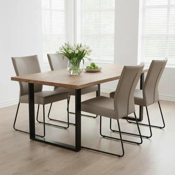 Set van 4 leren eetkamerstoelen Mate - Toledo Khaki, Ophalen of Verzenden