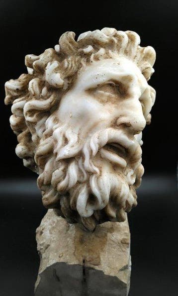 Sculpture, Testa barbuta in marmo - 33 cm - poudre de marbre