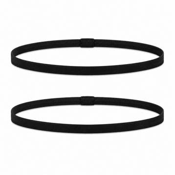 Haarband Sport 1cm - Elastiek - Anti-slip - Zwart - Set van