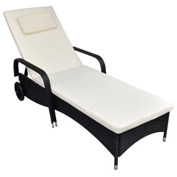 Ligbed met wieltjes | Tweede kansje | Pak die 59% korting, Tuin en Terras, Verzenden, Gebruikt, Rotan, Verstelbaar
