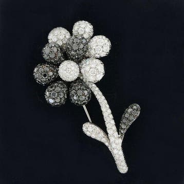 Broche - 18 carats Or blanc - 9.31ct. tw. - Diamants Blancs, Bijoux, Sacs & Beauté, Bijoux anciens