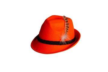Jagershoedje Tirol Oranje met Bruin/Witte Veer, Verzenden, Nieuw