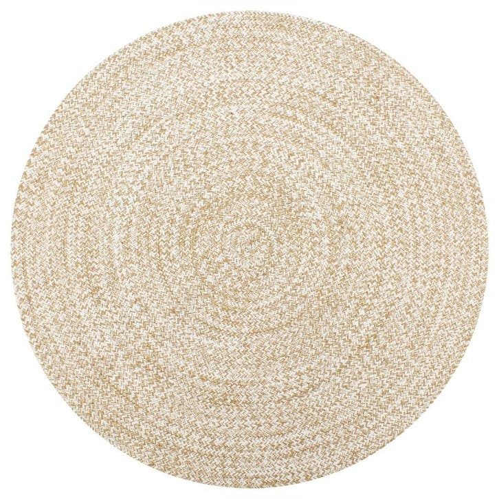 vidaXL Vloerkleed handgemaakt 150 cm jute wit en naturel, Maison & Meubles, Ameublement | Tapis & Moquettes, Envoi