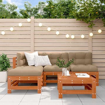 vidaXL Tuin loungeset 5 st Wasbruin Massief grenenhout, Verzenden, Loungeset
