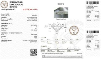 1 pcs Diamant (Natuurlijk) - 0.70 ct - Rond - E - SI2 -