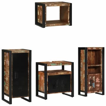 vidaXL Badkamermeubel Set met lade 4 pcs Massief, Verzenden, Nieuw
