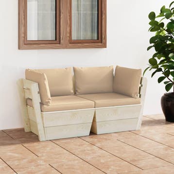 vidaXL Tuinbank 2-zits met kussens pallet vurenhout, Verzenden, Nieuw