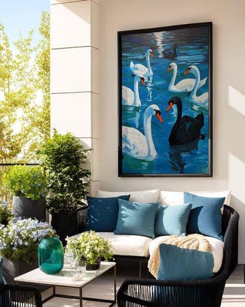 E. García - Los cisnes XL, Antiek en Kunst, Kunst | Schilderijen | Modern