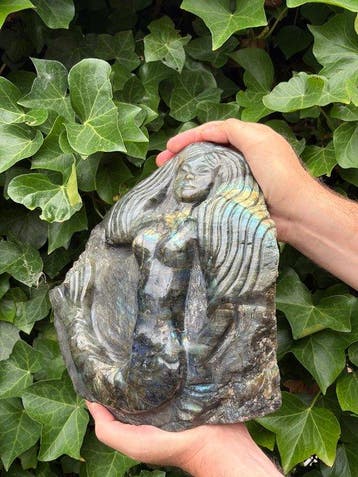 XXL Labradoriet edelsteen Zeemeermin sculptuur –