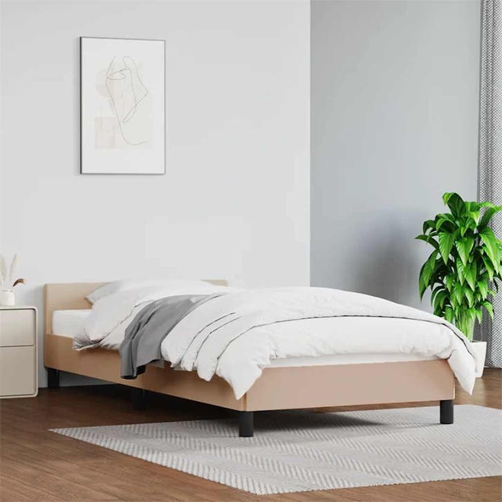 vidaXL Bedframe met hoofdeinde zonder matras Cappuccino, Huis en Inrichting, Slaapkamer | Bedden, Nieuw, Verzenden