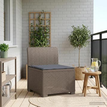 vidaXL Eén-zits Tuin Sofa met Kussen Rieten Look PP, Tuin en Terras, Verzenden, Nieuw