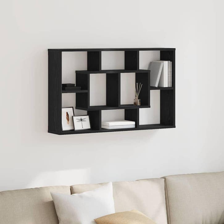vidaXL Wandplank met plank Zwart Eiken 85 x 16 x 52,5 cm, Huis en Inrichting, Kasten | Overige, Nieuw, Verzenden