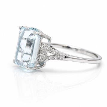 Zonder minimumprijs - Ring Platina - 3.61ct. tw. Aquamarijn, Handtassen en Accessoires, Nieuw