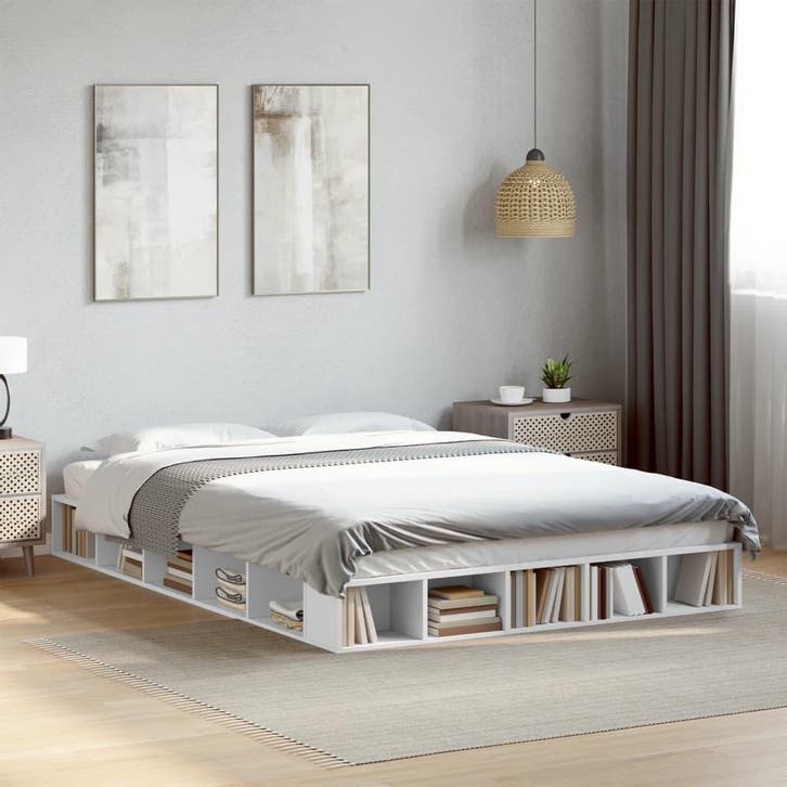 vidaXL Bedframe bewerkt hout wit 140x200 cm, Huis en Inrichting, Slaapkamer | Bedden, Nieuw, Verzenden