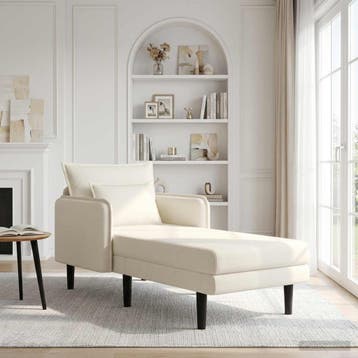 vidaXL Oversized chaise longue Crèmekleurig Katoenen stof, Huis en Inrichting, Verzenden, Nieuw