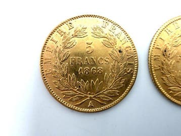 Frankrijk. Napoléon III. 5 Francs 1868 (lot de 3 monnaies)