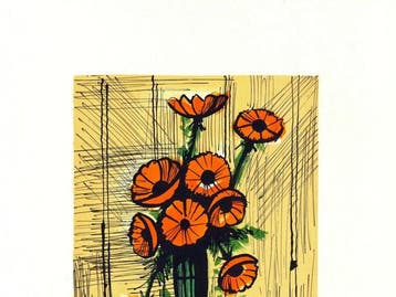 Bernard Buffet (1928-1999) - Bouquet de soucis dans un vase, Antiek en Kunst