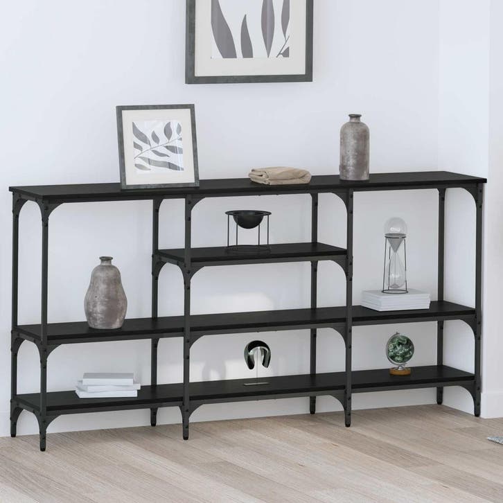 vidaXL Wandtafel met plank Zwart eiken 160 x 29 x 80 cm, Huis en Inrichting, Tafels | Bijzettafels, Nieuw, Verzenden