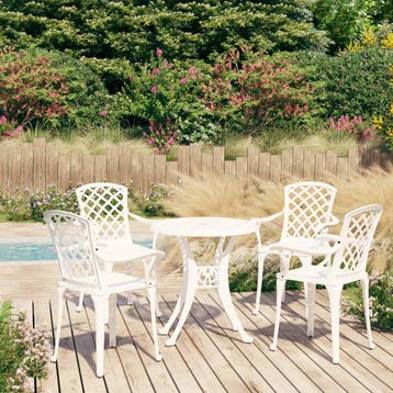 vidaXL 5-delige Bistroset gietaluminium wit, Tuin en Terras, Verzenden, Nieuw