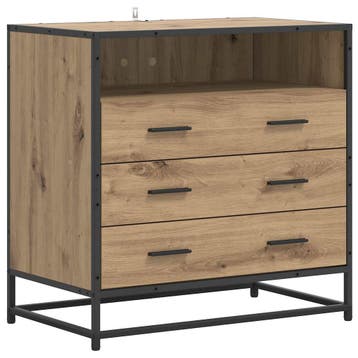 vidaXL Ladekast 3-Lade Artisanaal eiken 70 x 41 x 70 cm, Huis en Inrichting, Verzenden, Nieuw