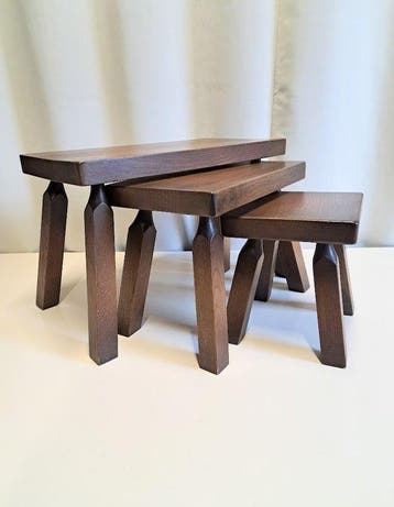 Set bijzettafels - Eiken hout - Drie bijzettafeltjes