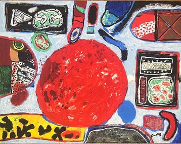 Corneille (1922-2010) - Soleil rouge, Antiquités & Art